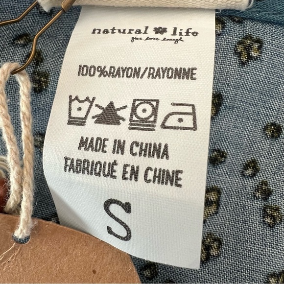 Natural Life Women’s Short Sleeve Romper Floral Beachy Boho Coastal Blue Small - Picture 10 of 14